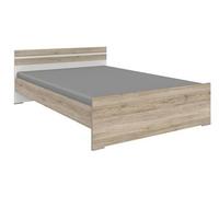 Lit pour enfant coloris Imitation chêne San Remo, rechampis blanc - Longueur 204 x Hauteur 71 x largeur 146 cm--