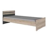 Lit pour enfant coloris Imitation chêne San Remo, rechampis graphite - Longueur 204 x Hauteur 71 x largeur 96 cm--