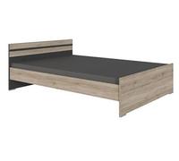 Lit pour enfant coloris Imitation chêne San Remo, rechampis graphite - Longueur 204 x Hauteur 71 x largeur 126 cm - -