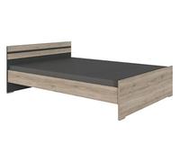 Lit pour enfant coloris Imitation chêne San Remo, rechampis graphite -Longueur 204 x Hauteur 71 x largeur 146 cm--