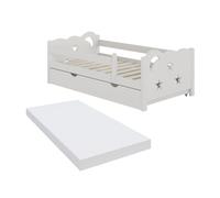 Lit pour enfant Jessica, 70x140 cm avec tiroir et matelas, Blanc, Vitalispa 40346