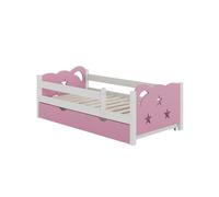 Lit pour enfant Jessica, 70x140 cm avec tiroir, sans matelas, Rose, Vitalispa 40321