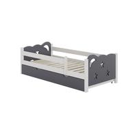 Lit pour enfant Jessica, 80x160 cm avec tiroir, sans matelas, Gris, Vitalispa 40318
