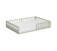 VitaliSpa Lit au Sol Minno 140x200 cm, lit Enfant Montessori en métal avec barrière de sécurité et Matelas, grège