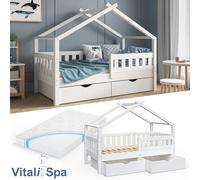 Lit pour enfant VITALISPA, lit cabane DESIGN 80 x 160, barrière, enfants, bois