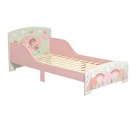 Lit pour enfant ZONEKIZ 3-6 ans avec barrières de sécurité et motifs dim. 77 x 143 x 60 cm sommier à lattes inclus - rose