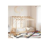 Lit pour enfants avec toit 75x190 cm bois massif de pin, cadre de lit pour enfants, lit pour enfants en bois, meuble 847009