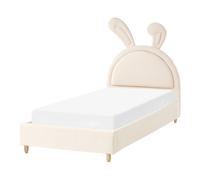 Lit pour Enfants Moderne en Velours 90 x 200 cm Rembourré Sommier à Lattes Tête
