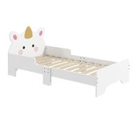Lit pour enfants - ZONEKIZ - design licorne 3 à 6 ans sommier à lattes barrières latérales - bois - 143x74x67cm - rose