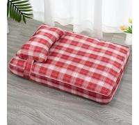 Lit pour Humains, Grand Lit pour Chien Lavable en Machine Rectangle Respirant Rembourrage Doux avec Fond Antidérapant Et Oreiller Lit pour Animaux De Compagnie pour Chien,B-S