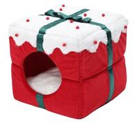 Lit pour Lapin en Forme de boîte de Noël 35, 6 x 35, 6 x, cm, cachette pour Cochon d'Inde en Peluche Chaude avec Tapis Amovible pour Chat, Lapin, Cochon d'Inde, Chinchilla