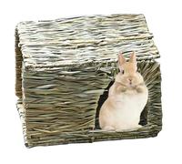 Lit pour lapin, maison pour lapin, cage pliable pour animal domestique, maison en herbe, , hamster, hérisson, cochon d'Inde, nid tissé en paille fait à la main (petit, 30 x 20 x 20 cm), cachette
