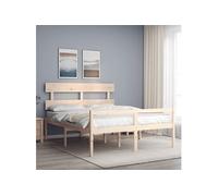 vidaXL Lit pour personne âgée et tête de lit 160x200 cm bois massif Marron