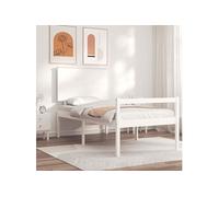 vidaXL Lit pour personne âgée et tête de lit 90x200 cm bois massif Blanc