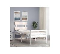 vidaXL Lit pour personne âgée et tête de lit 90x200 cm bois massif Blanc