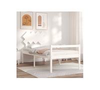 vidaXL Lit pour personne âgée et tête de lit 90x200 cm bois massif Blanc
