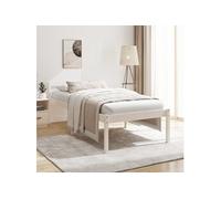 vidaXL Cadre de lit Bois massif blanc 75x190 cm Petit simple