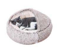 Lit pour petit chien - Lit pour chat lavable, maison pour chat en peluche douce | Lit pour chien portable avec fond antidérapant, lavable en machine, lit rond à capuche en peluche pour chat, beignet p