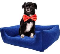 Lit pour petits chiens Canapé pour chiens Panier pour chiens avec bords relevés ( 70 x 60cm bleu foncé)