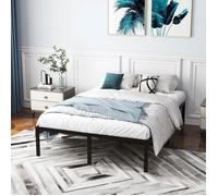 Lit Queen 140 x 200 cm COSTWAY, Structure de Lit Plateforme en Métal, Sommier avec Support à Lattes en Fer, Rangement sous Lit