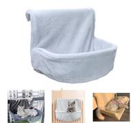Lit radiateur pour Chat, Chaise Longue chauffante, hamac Chauffant pour Chats, Tissu Peluche Gris Beige, lit radiateur Pliable pour Chats, Petits Animaux, 45,5 x 39 x 25,5 cm