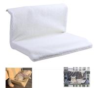 Lit radiateur pour Chat, Chaise Longue chauffante, hamac Chauffant pour Chats, Tissu Peluche Gris Beige, lit radiateur Pliable pour Chats, Petits Animaux, 45,5 x 39 x 25,5 cm