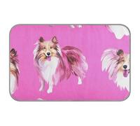 Lit rafraîchissant pour chien de berger Shetland amusant - Rose vif - 96,5 x 58,4 cm - Tapis de refroidissement pour animaux de compagnie - Imperméable - Taille M