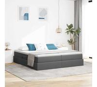 Lit Rangement avec Matelas Moderne Minimaliste Gris 200 x 200 cm | Lit avec rangement et matelas Gris foncé 200 x 200 cm Polyester avec levage hydraulique et cadre métal, lit plateforme