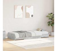 Lit Rangement Gris Béton 200 x 80 cm en Bois Ingénierie avec Tiroirs Intégrés pour Chambre - Design Minimaliste Moderne, Usage Intérieur, Facile à Assembler, Économie d'Espace.