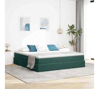 Lit Rangement Hydraulique 180x200cm Vert Foncé Velours, Cadre Métal Robuste, Matelas Fermeté Moyenne Inclus, Optimisation Espace Chambre Moderne
