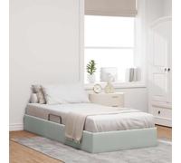 Lit Rangement Moderne en Velours Gris 90 x 200 cm | Lit de Rangement avec Stockage Gris clair 90x200 cm Velours Moderne avec Tête de Lit et Levage Hydraulique pour Gagner de