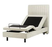 Lit Réglable Moderne en Tissu Électrique 90 x 200 cm Ajustable avec Télécommande Rembourré Beige Duke II