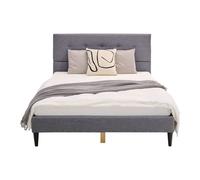 Lit rembourré 140x200 cm gris avec matelas