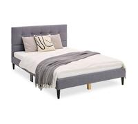 Lit en Tissu Double Rembourré Cadre de Sommier à Lattes 140x200 cm Homestyle4u