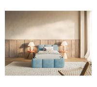 Lit rembourré 90x200 - CLOUDY LOW - avec coffre - Velours Bleu clair