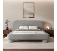 Lit rembourré avec coffre - Fredo - 160x200 cm - tissu tressé Gris