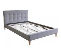 Lit rembourré avec matelas 120x200 Sommier à lattes Noir G