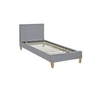 Lit rembourré avec matelas 90x200 Sommier à lattes Beige G