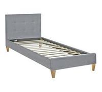 Lit rembourré avec matelas 90x200 Sommier à lattes Beige G