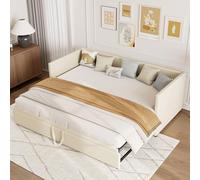 Lit Rembourré Canapé-lit avec lit d'invités 90/180x200 Cm, Extensible, Pour 2 Personnes, Lit de Jours, Lit Extensible de Même Hauteur, Canapé-lit avec Sommiers à Lattes Et Dos, Lit Multifonctionnel