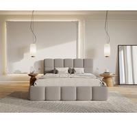 Lit rembourré - CLOUDY - 180x200 cm - gris clair boucle