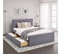 Lit Rembourré Double Adulte 140x200 4 Tiroirs Cadre Sommier à Lattes Homestyle4u