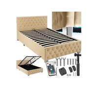Lit rembourré En aspect velours avec motif matelassé 120 x 200 cm beige