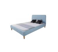 Lit rembourre en tissu bleu 140 x 200