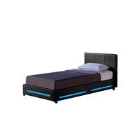 Lit Rembourré HOME DELUXE 'ASTEROID' >Taille: 90 x 200 cm - Couleur: Gris foncé< Éclairage LED inclus I Lit avec LED