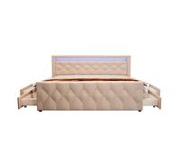 Lit rembourré HOME DELUXE VELARA - 180 x 200 cm - Beige