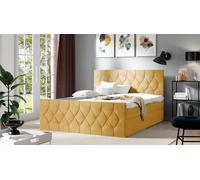 Lit rembourré Lit rembourré Designer Boxspring Luxe Design Jaune 200x200 Nouveau
