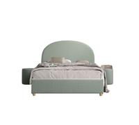 Lit rembourré MOON 140x200 vert avec coffre + 2 poufs - VIPACK (sommier et matelas inclus)