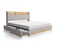 VitaliSpa Lit rembourré Nura, Gris, 180x200 cm avec Matelas