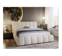 Lit rembourré sans rangement - sans matelas - lit adulte - velours - beige - Cloud 180x200